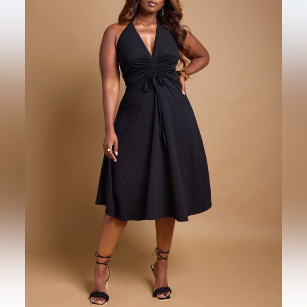 Willow Drawstring A-Line Midi Dress Rebdolls NWT